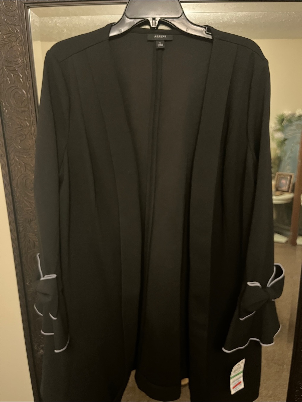 Alfani Black Open-Front Blazer with Ruffle Trim Sleeves